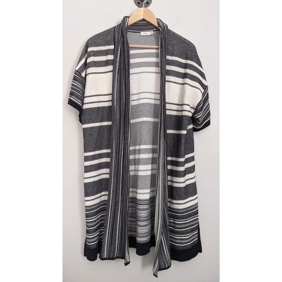 Vince 100% Cotton Multi Stripe Open Cardigan Sweater - Picture 3 of 8